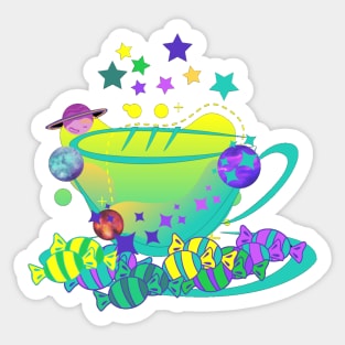 Starry Space storm in a tea cup - Kawaii Sticker